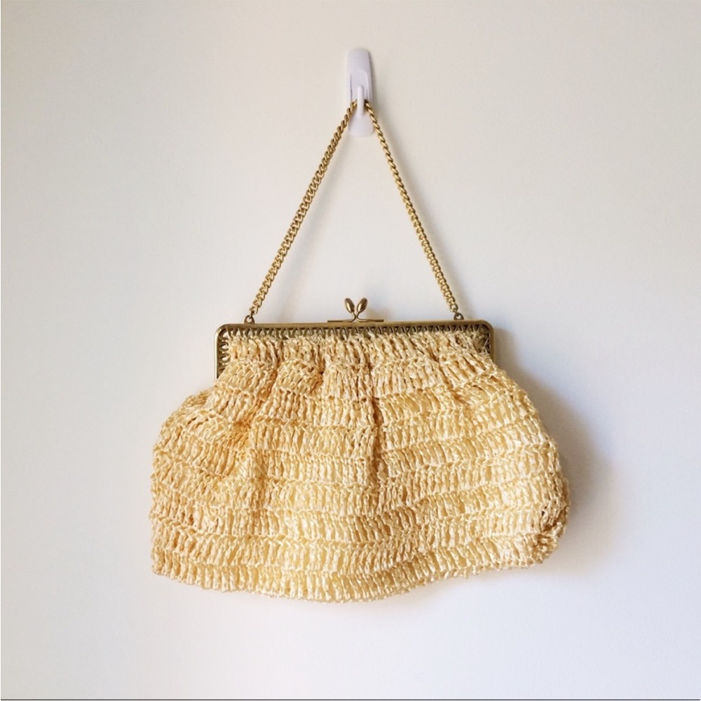 Natural Yellow Raffia Woven Clutch - Picture 3 of 5